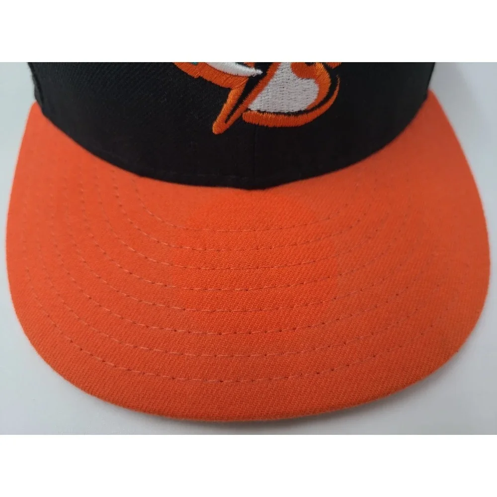 Vintage Bowie Baysox New Era 59Fifty Fitted 7 Hat Cap Wool Men MiLB Black Orange